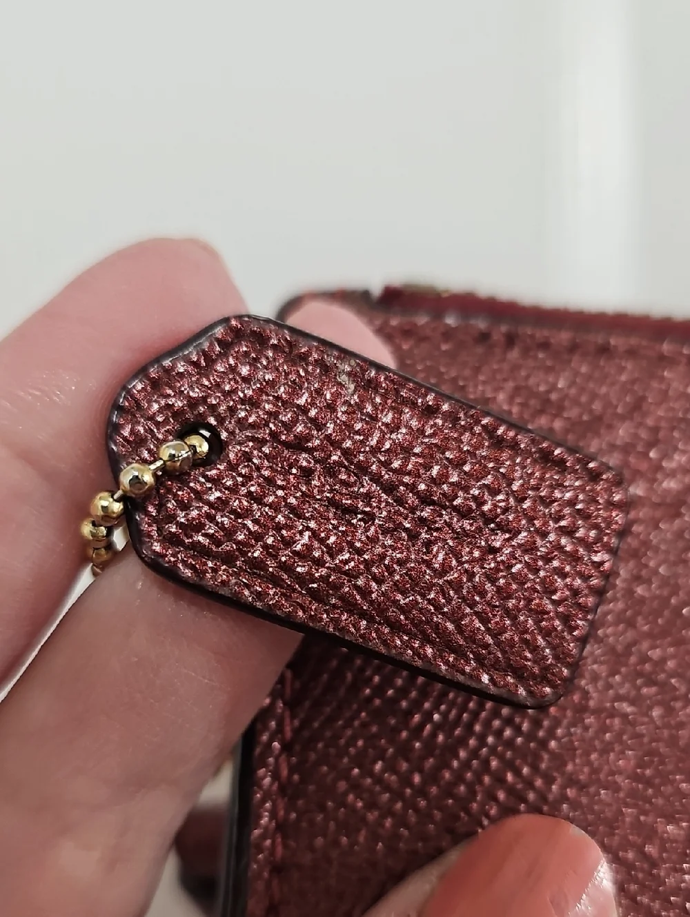 Coach Dark Red Metallic Large Wristlet